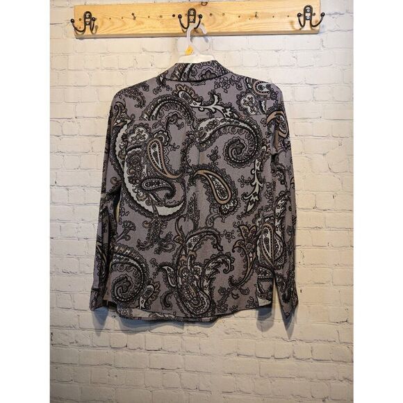 Denim& Company button-down Paisley blouse medium - Picture 4 of 5